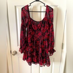 Francesca’s Trixx Dress - Size Small - Red and Black Floral - Never worn